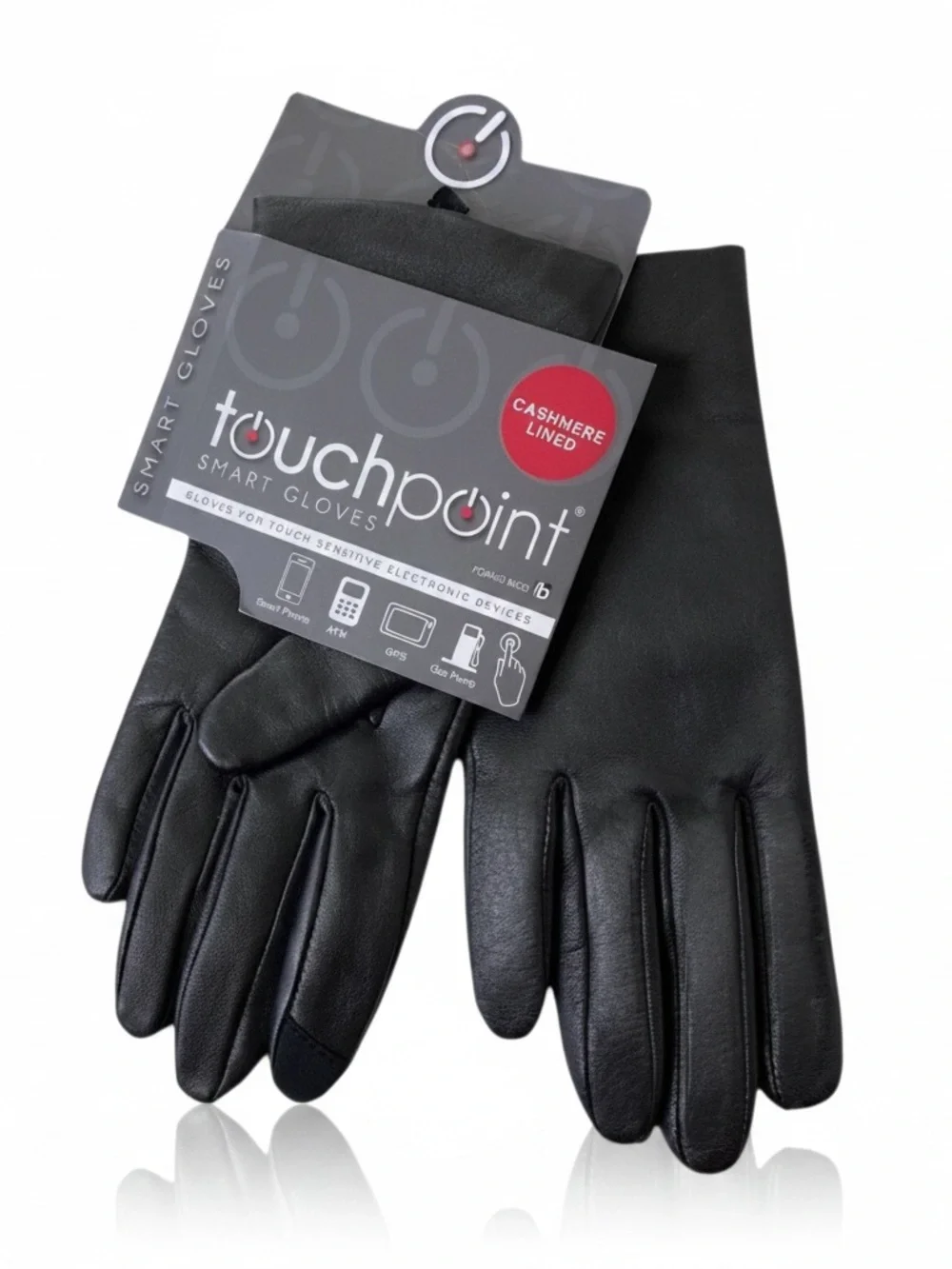 Fownes Brothers TouchPoint Smart Leather Cashmere Gloves Black Medium NWT